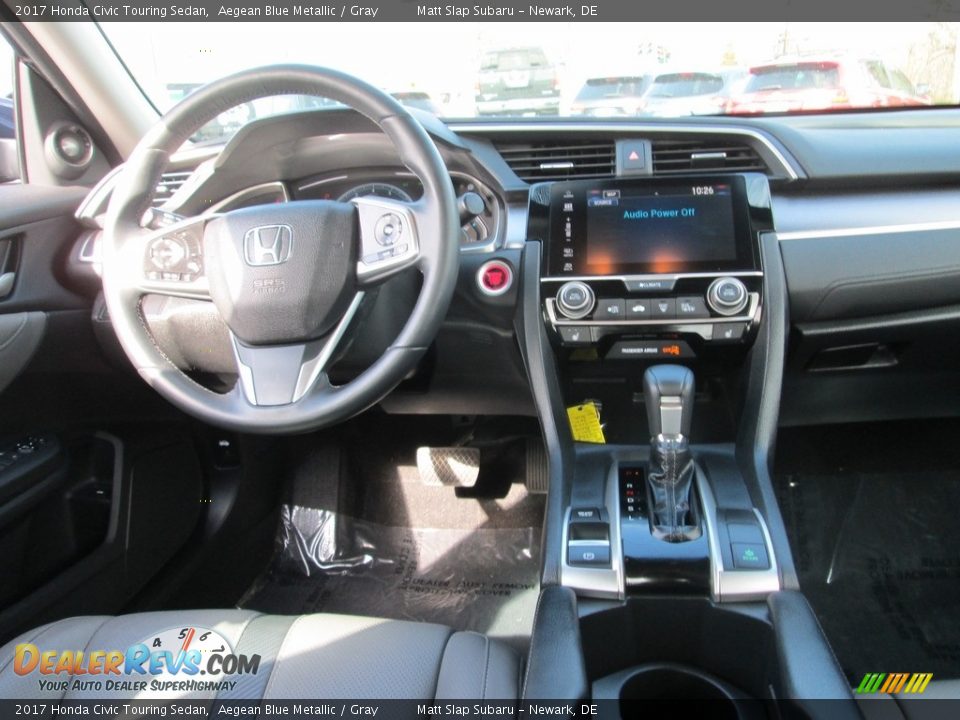 2017 Honda Civic Touring Sedan Aegean Blue Metallic / Gray Photo #10