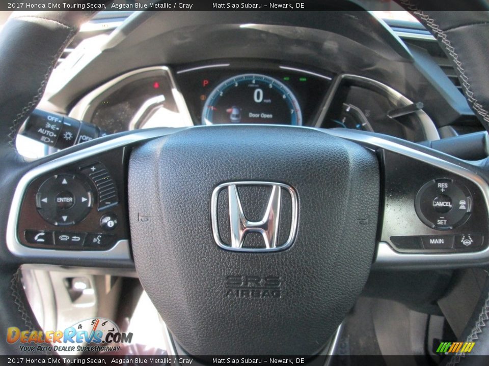 2017 Honda Civic Touring Sedan Aegean Blue Metallic / Gray Photo #11