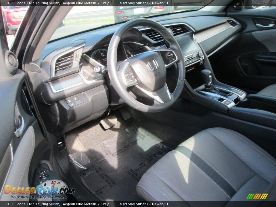 2017 Honda Civic Touring Sedan Aegean Blue Metallic / Gray Photo #12