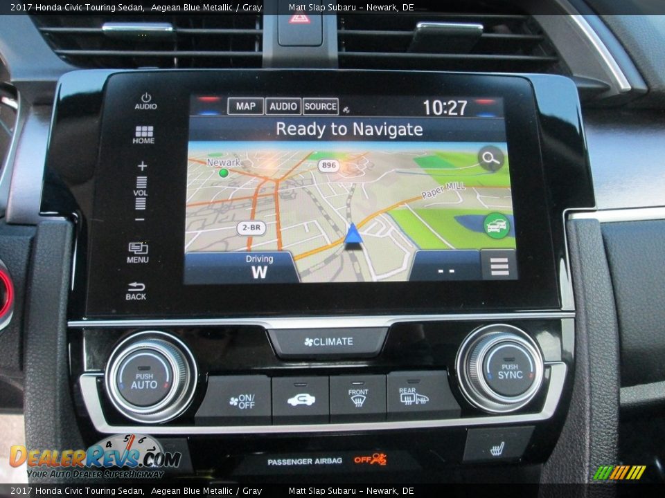 2017 Honda Civic Touring Sedan Aegean Blue Metallic / Gray Photo #26