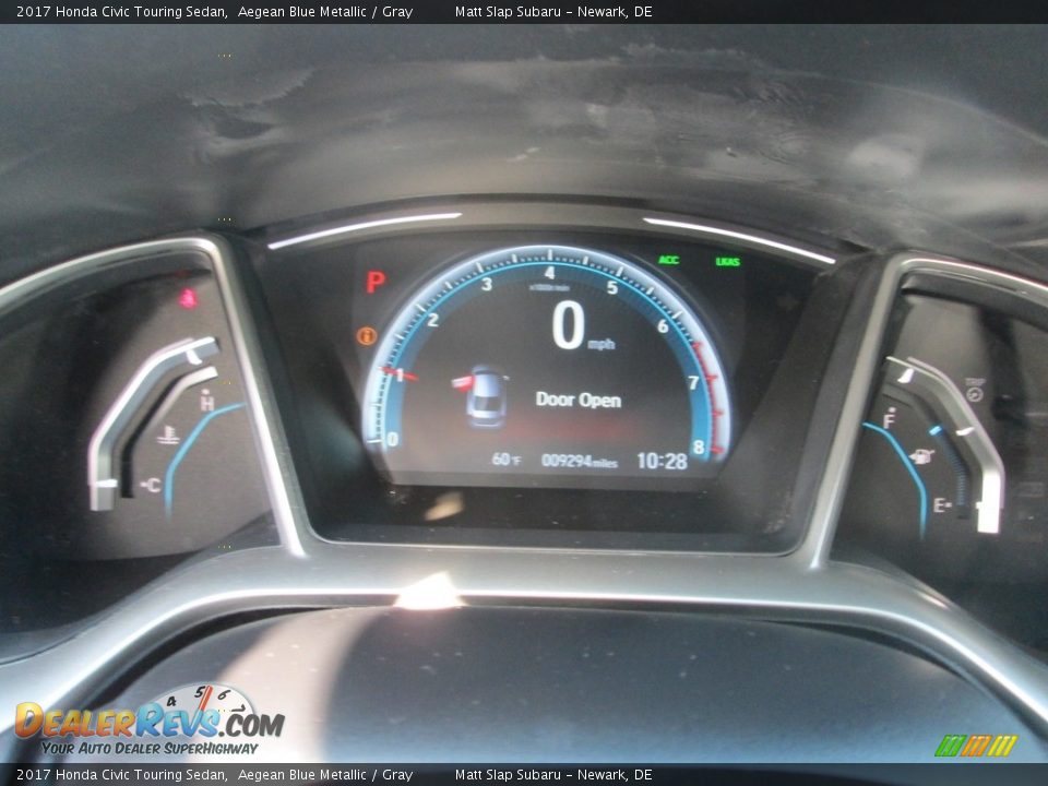 2017 Honda Civic Touring Sedan Aegean Blue Metallic / Gray Photo #28