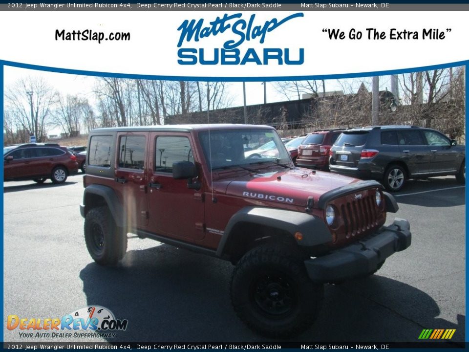 2012 Jeep Wrangler Unlimited Rubicon 4x4 Deep Cherry Red Crystal Pearl / Black/Dark Saddle Photo #1