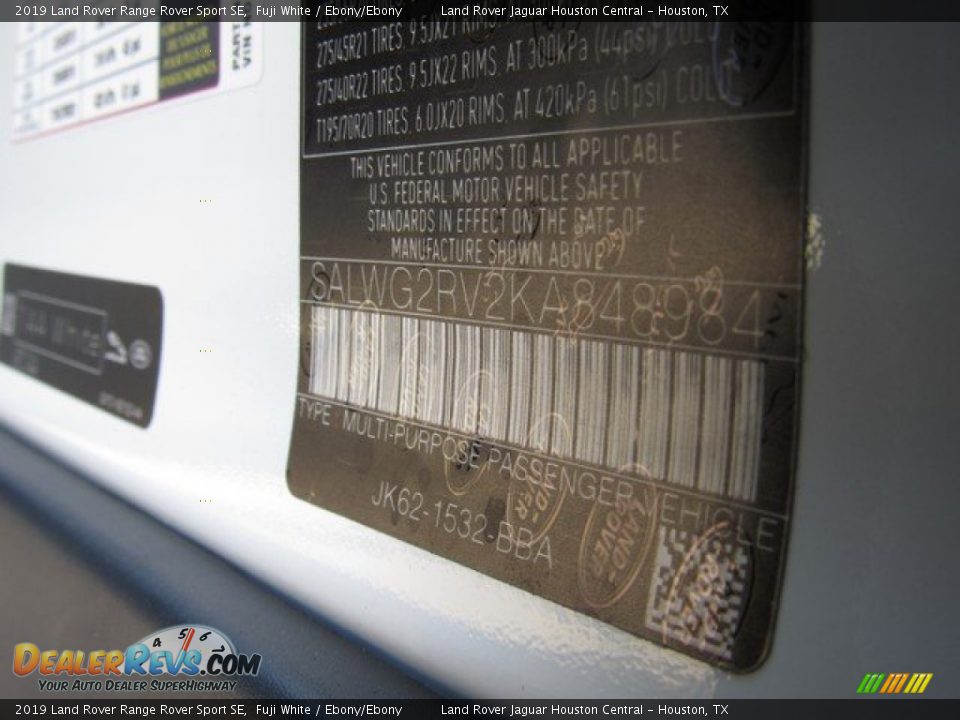 2019 Land Rover Range Rover Sport SE Fuji White / Ebony/Ebony Photo #36
