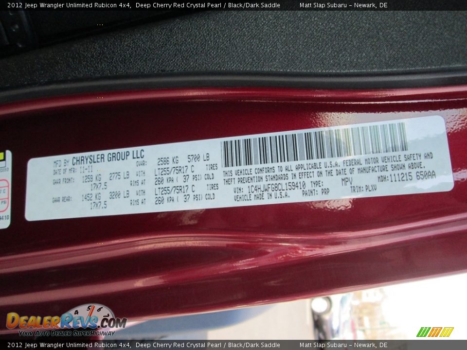 2012 Jeep Wrangler Unlimited Rubicon 4x4 Deep Cherry Red Crystal Pearl / Black/Dark Saddle Photo #27