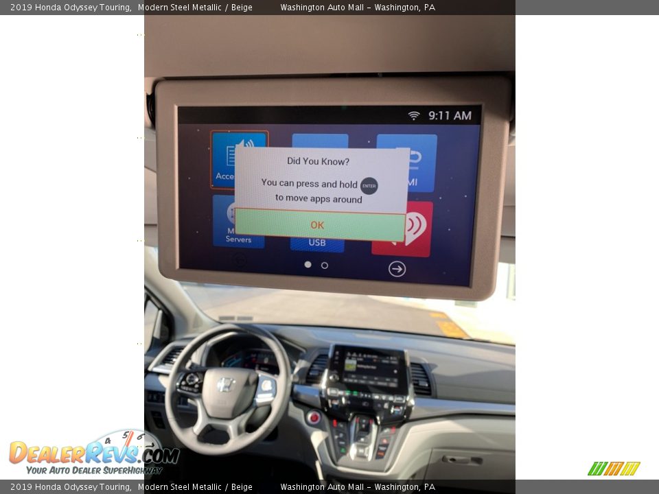 2019 Honda Odyssey Touring Modern Steel Metallic / Beige Photo #32