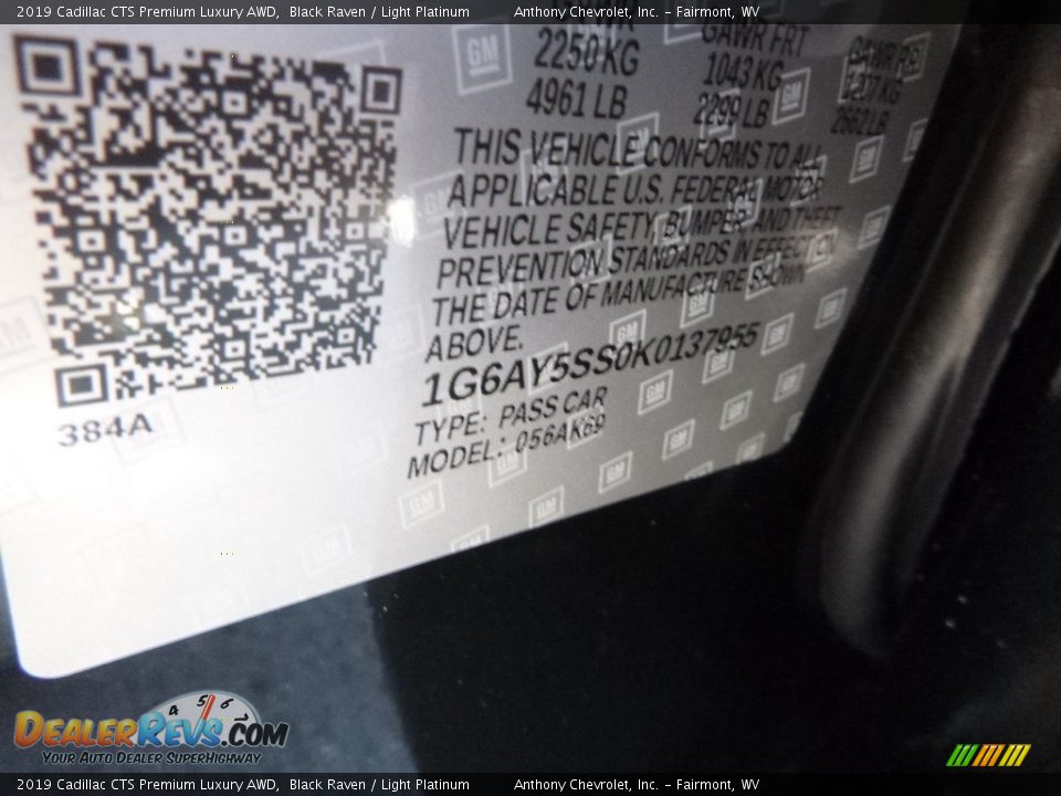 2019 Cadillac CTS Premium Luxury AWD Black Raven / Light Platinum Photo #14