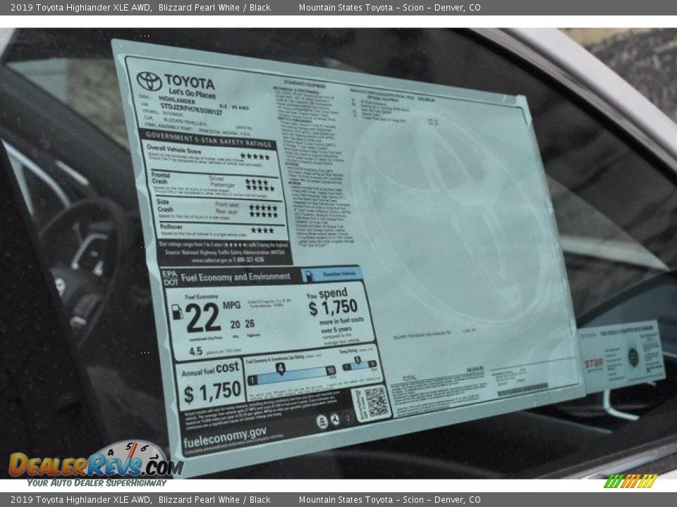 2019 Toyota Highlander XLE AWD Blizzard Pearl White / Black Photo #12