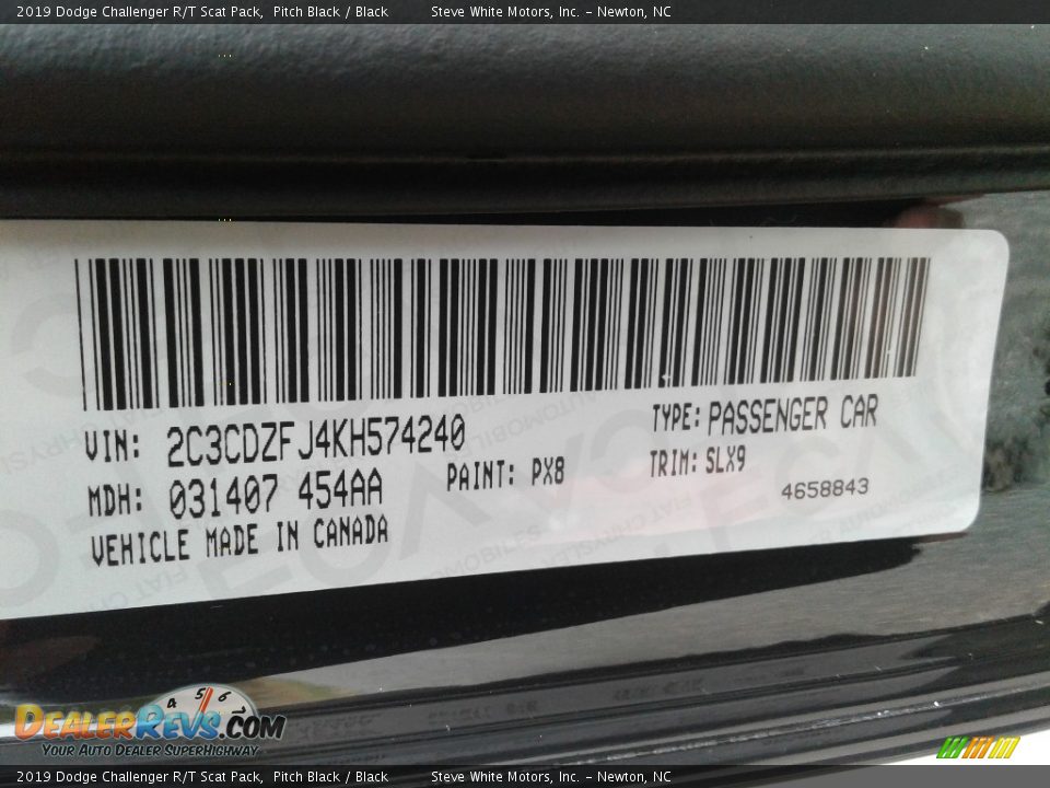 2019 Dodge Challenger R/T Scat Pack Pitch Black / Black Photo #36