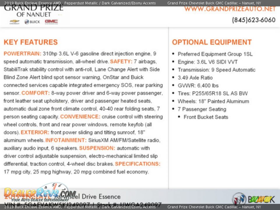 2019 Buick Enclave Essence AWD Pepperdust Metallic / Dark Galvanized/Ebony Accents Photo #10