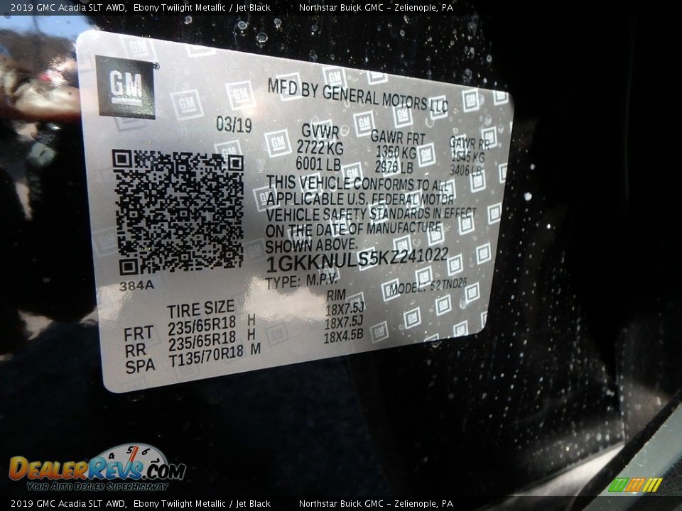 2019 GMC Acadia SLT AWD Ebony Twilight Metallic / Jet Black Photo #16