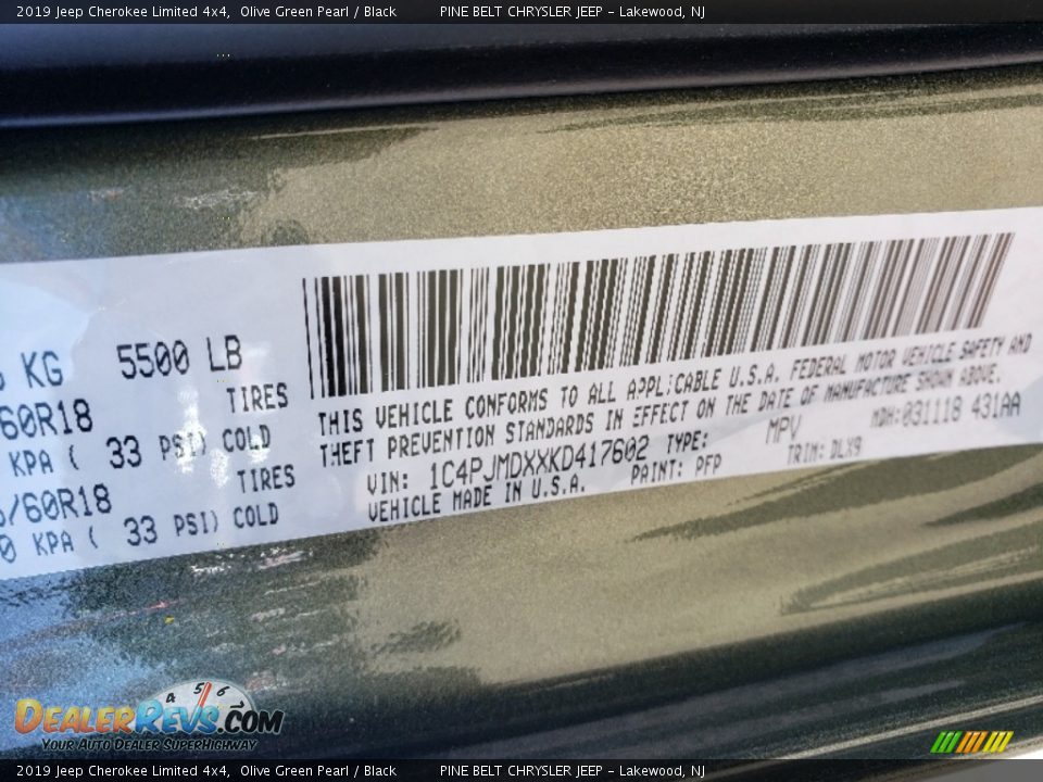 2019 Jeep Cherokee Limited 4x4 Olive Green Pearl / Black Photo #9