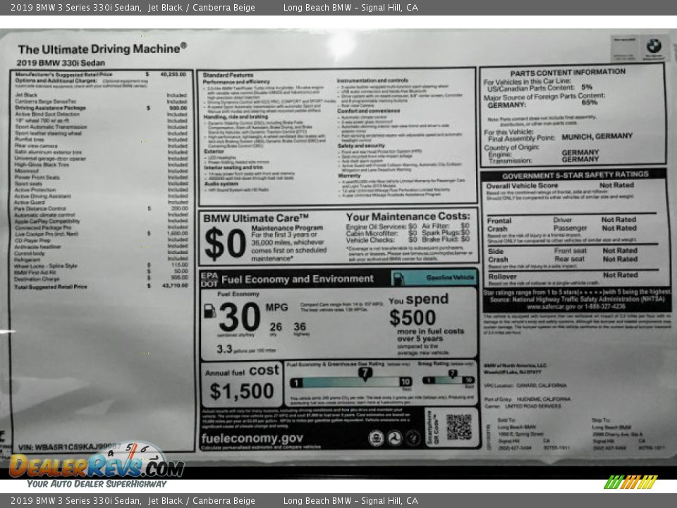 2019 BMW 3 Series 330i Sedan Jet Black / Canberra Beige Photo #10