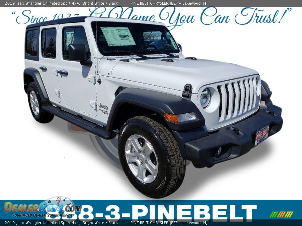 2019 Jeep Wrangler Unlimited Sport 4x4 Bright White / Black Photo #1