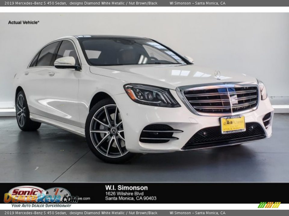 2019 Mercedes-Benz S 450 Sedan designo Diamond White Metallic / Nut Brown/Black Photo #1