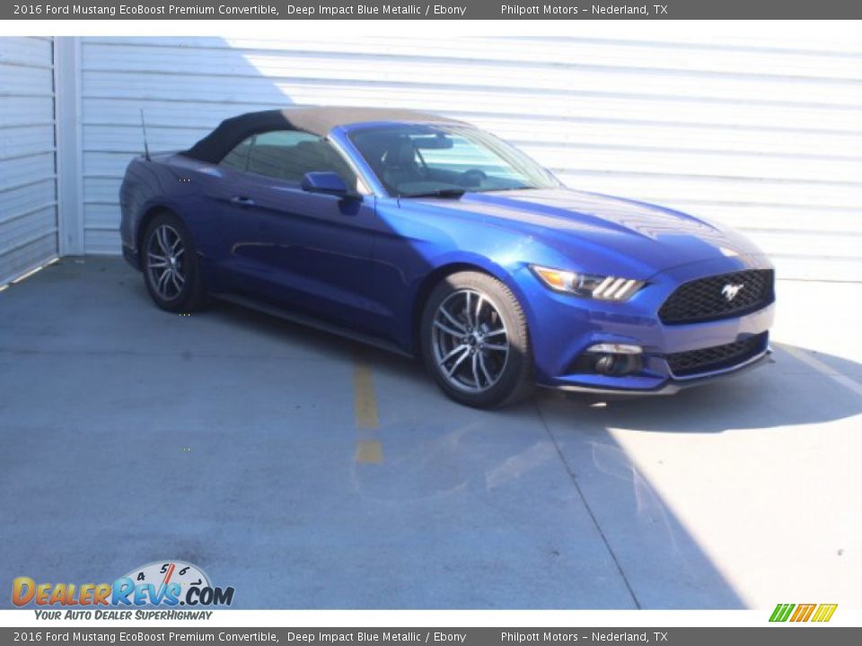 2016 Ford Mustang EcoBoost Premium Convertible Deep Impact Blue Metallic / Ebony Photo #2