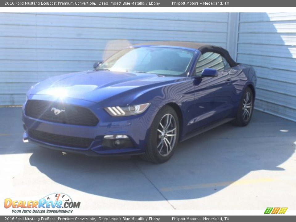 2016 Ford Mustang EcoBoost Premium Convertible Deep Impact Blue Metallic / Ebony Photo #4