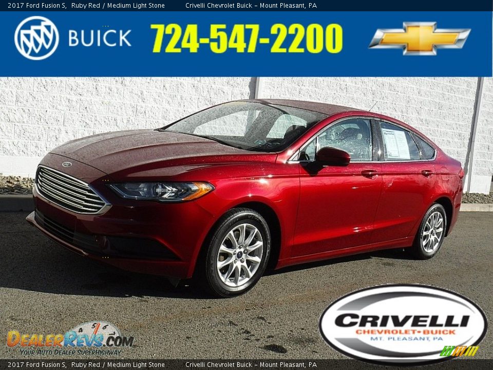 2017 Ford Fusion S Ruby Red / Medium Light Stone Photo #1