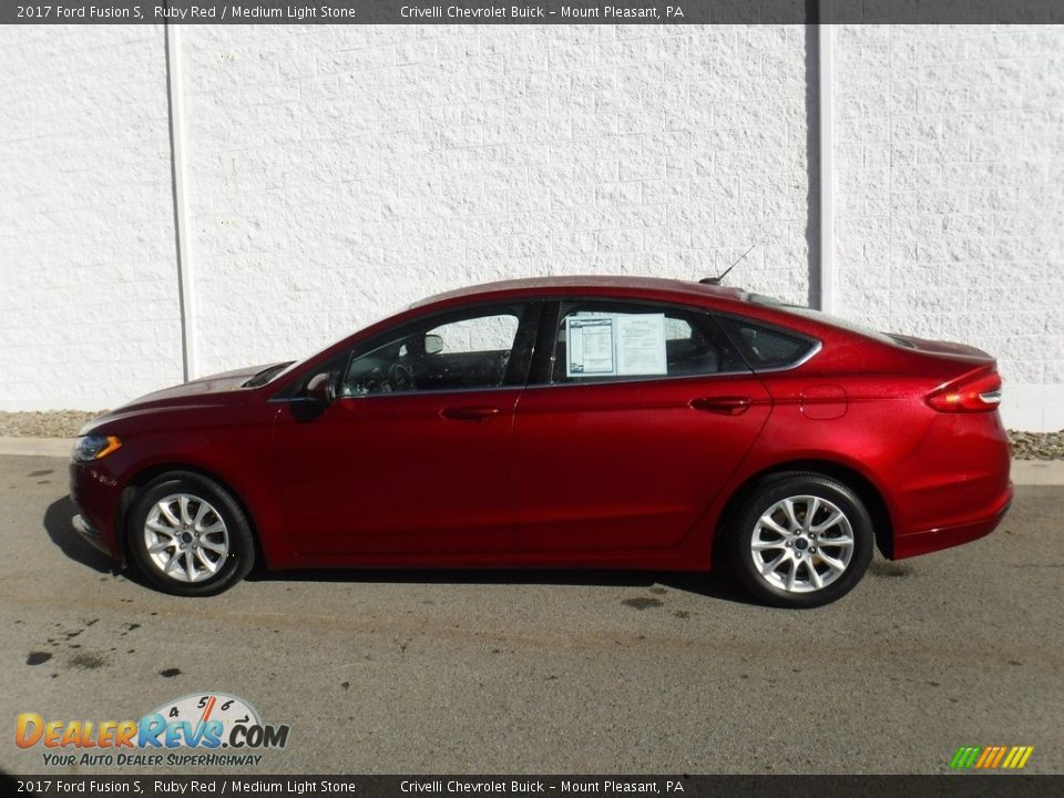 2017 Ford Fusion S Ruby Red / Medium Light Stone Photo #2