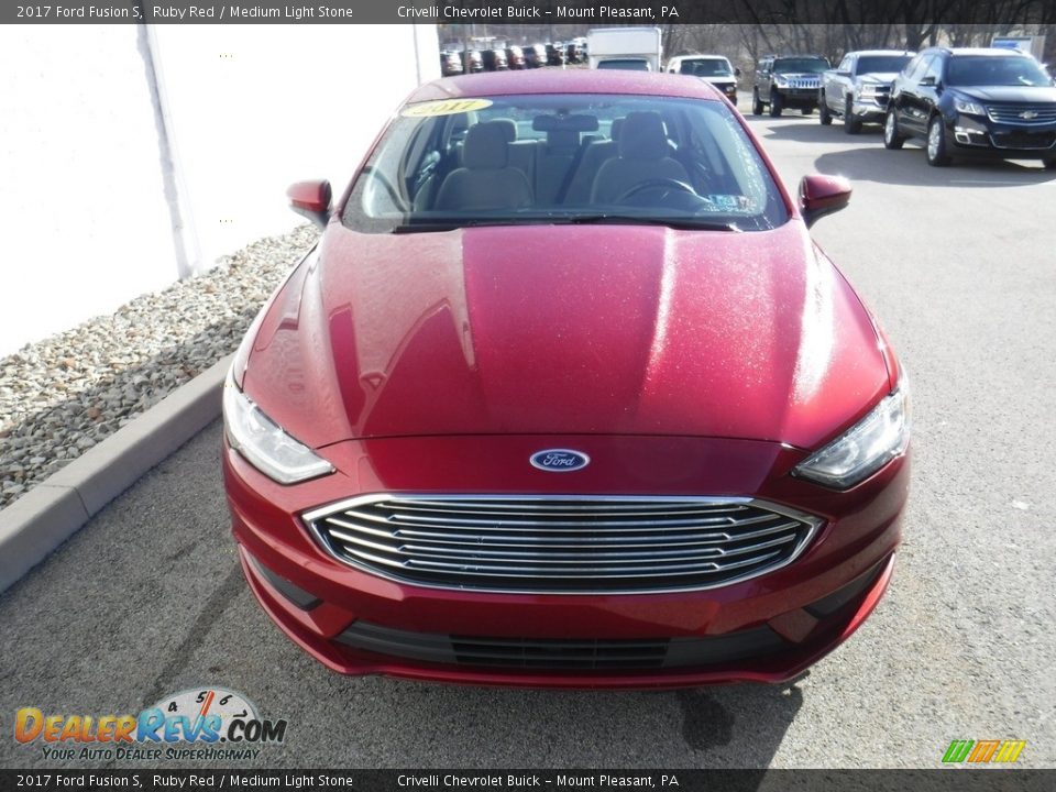 2017 Ford Fusion S Ruby Red / Medium Light Stone Photo #4