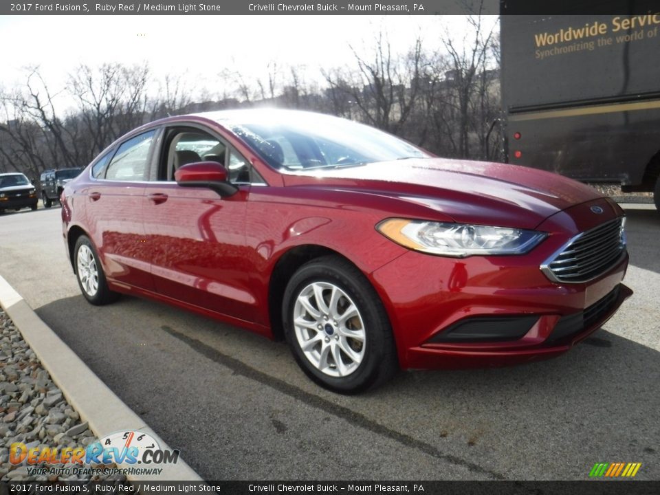 2017 Ford Fusion S Ruby Red / Medium Light Stone Photo #5