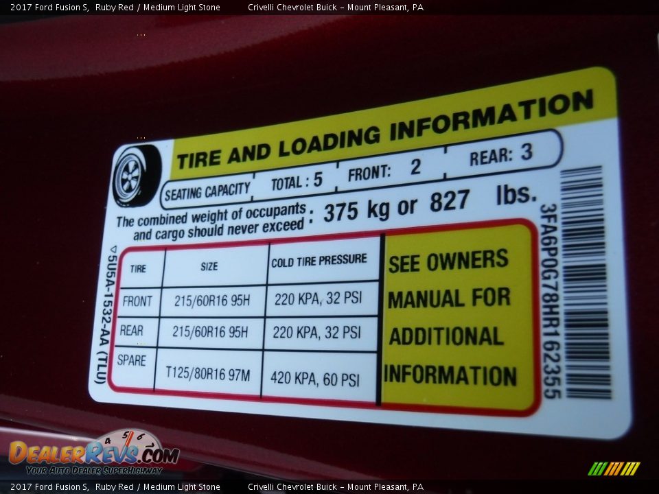 2017 Ford Fusion S Ruby Red / Medium Light Stone Photo #31