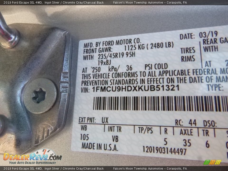 2019 Ford Escape SEL 4WD Ingot Silver / Chromite Gray/Charcoal Black Photo #12