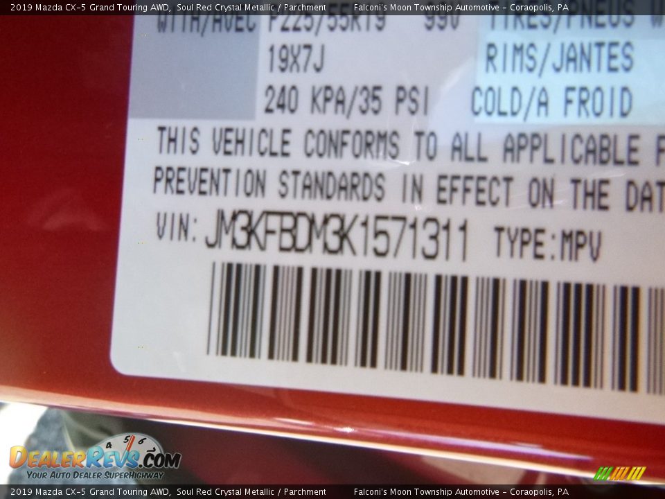 2019 Mazda CX-5 Grand Touring AWD Soul Red Crystal Metallic / Parchment Photo #12