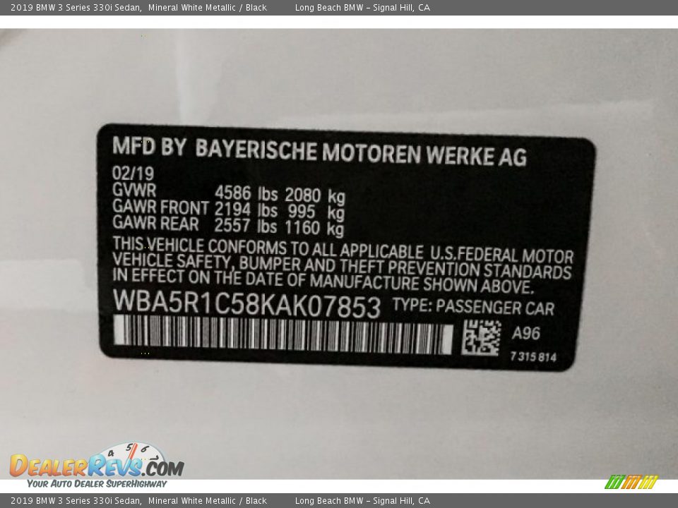 2019 BMW 3 Series 330i Sedan Mineral White Metallic / Black Photo #11