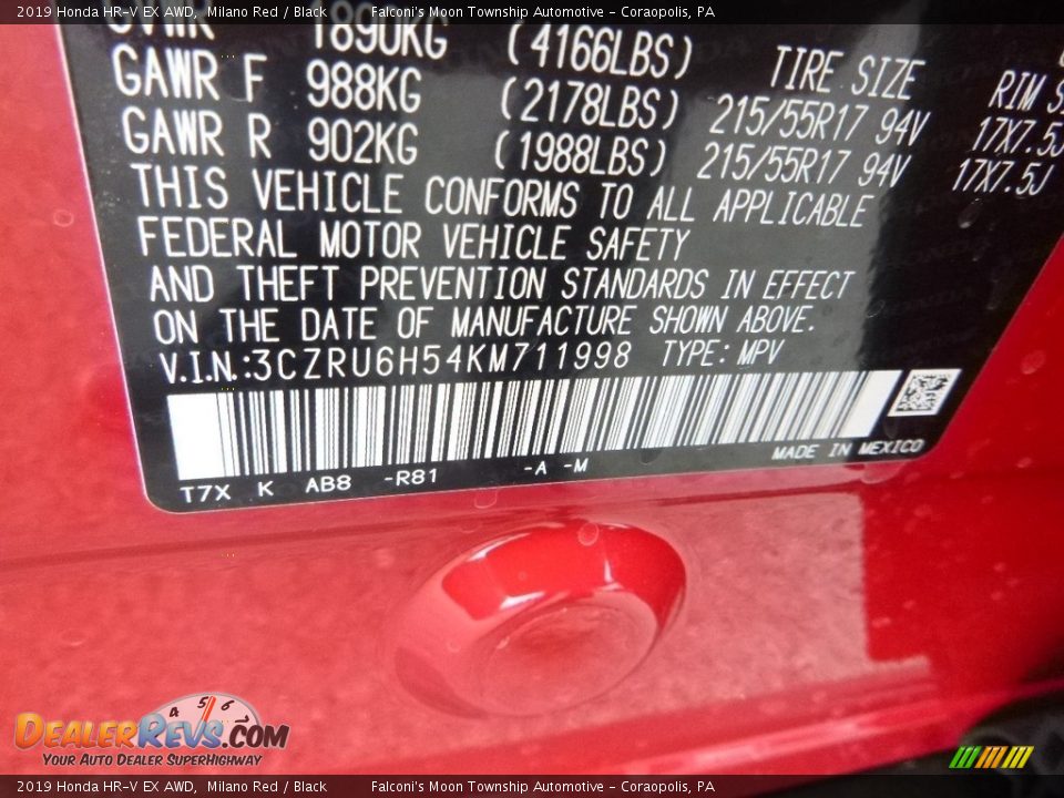 2019 Honda HR-V EX AWD Milano Red / Black Photo #12