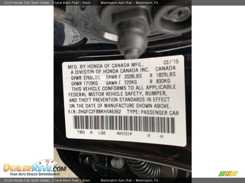 2019 Honda Civic Sport Sedan Crystal Black Pearl / Black Photo #14