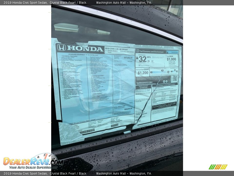 2019 Honda Civic Sport Sedan Crystal Black Pearl / Black Photo #15