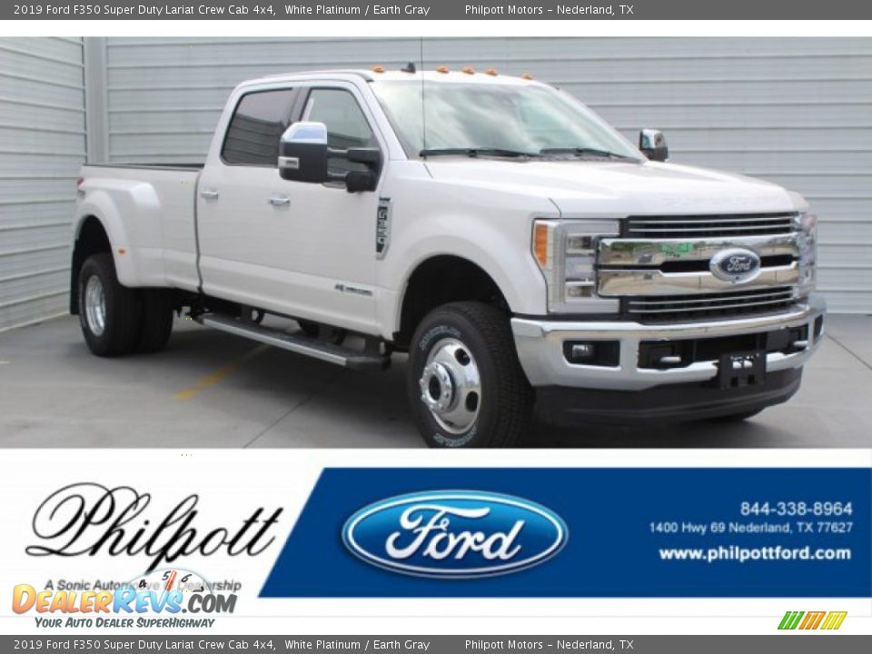2019 Ford F350 Super Duty Lariat Crew Cab 4x4 White Platinum / Earth Gray Photo #1