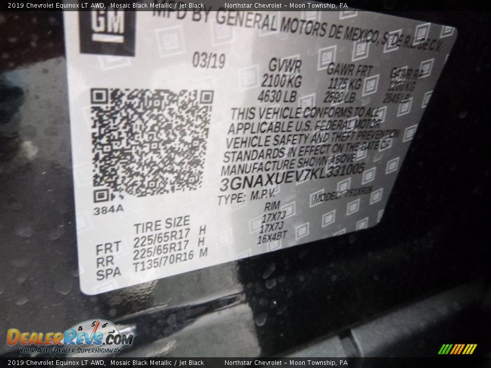 2019 Chevrolet Equinox LT AWD Mosaic Black Metallic / Jet Black Photo #16