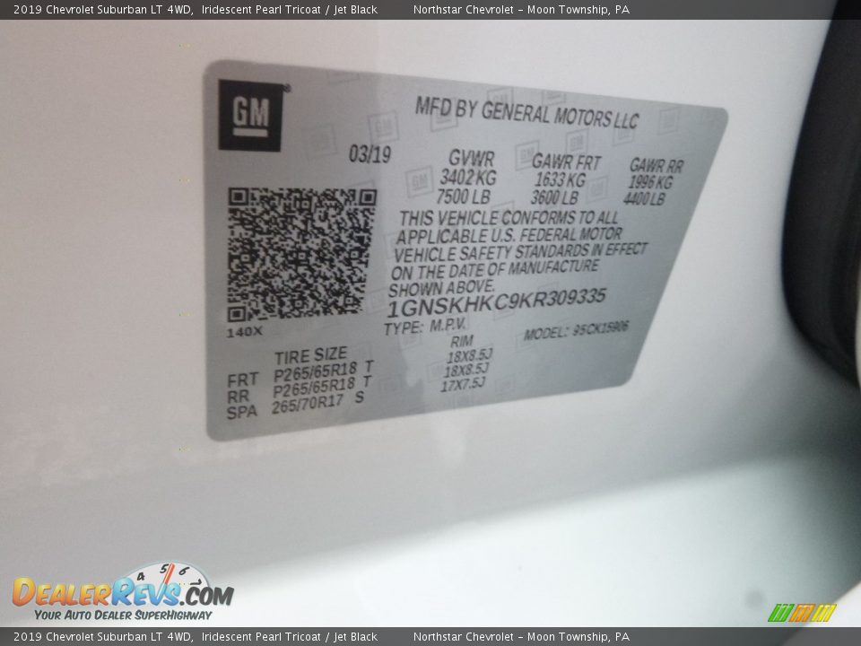 2019 Chevrolet Suburban LT 4WD Iridescent Pearl Tricoat / Jet Black Photo #14