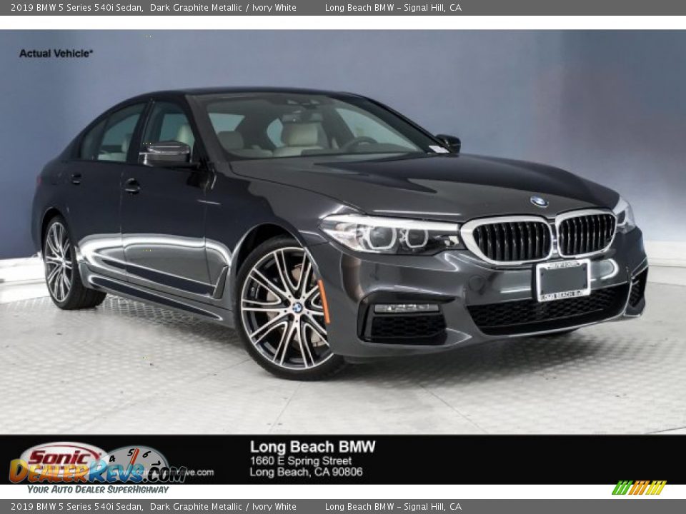 2019 BMW 5 Series 540i Sedan Dark Graphite Metallic / Ivory White Photo #1