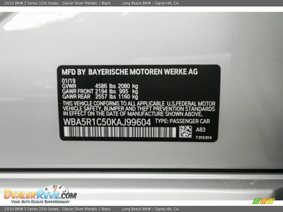 2019 BMW 3 Series 330i Sedan Glacier Silver Metallic / Black Photo #11