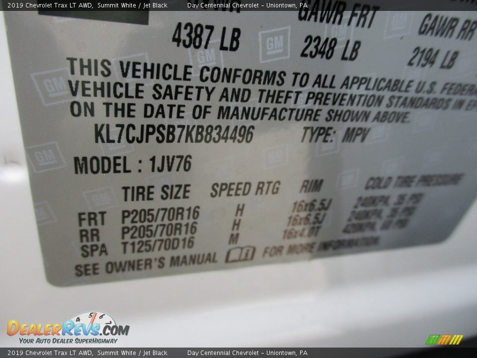 2019 Chevrolet Trax LT AWD Summit White / Jet Black Photo #14