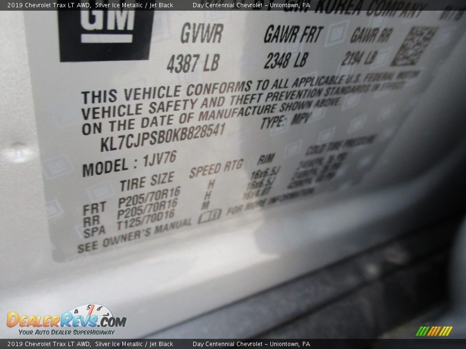 2019 Chevrolet Trax LT AWD Silver Ice Metallic / Jet Black Photo #14