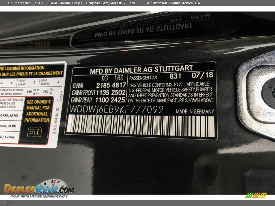 Mercedes-Benz Color Code 831 Graphite Grey Metallic