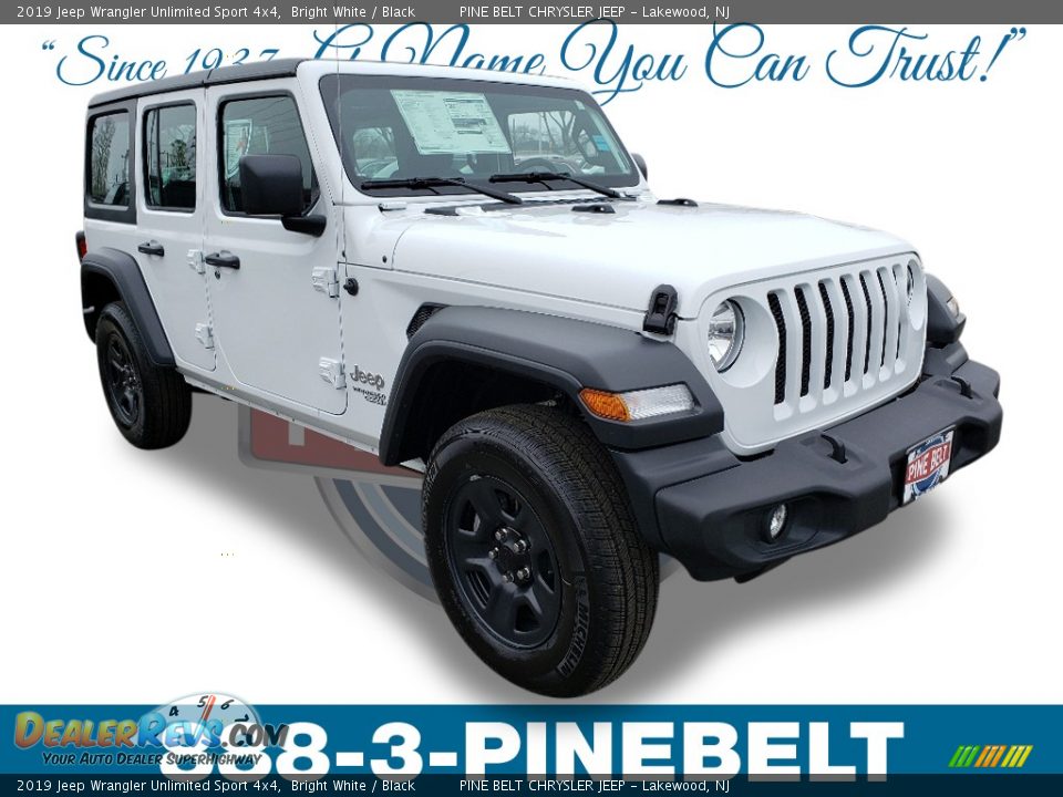 2019 Jeep Wrangler Unlimited Sport 4x4 Bright White / Black Photo #1