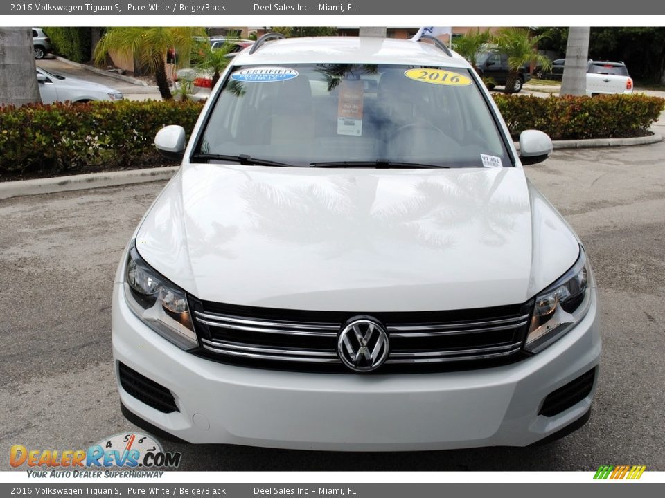 2016 Volkswagen Tiguan S Pure White / Beige/Black Photo #3
