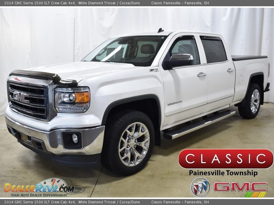 2014 GMC Sierra 1500 SLT Crew Cab 4x4 White Diamond Tricoat / Cocoa/Dune Photo #1