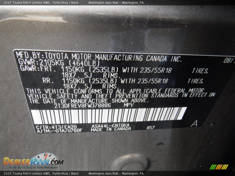 2015 Toyota RAV4 Limited AWD Pyrite Mica / Black Photo #29