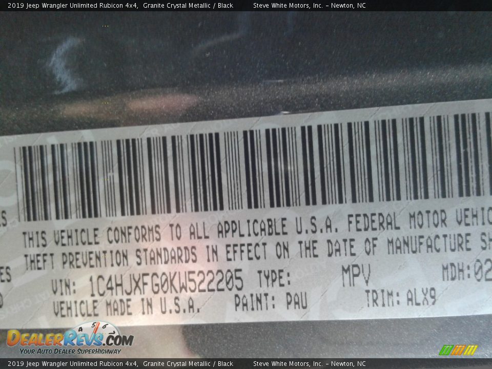 2019 Jeep Wrangler Unlimited Rubicon 4x4 Granite Crystal Metallic / Black Photo #33