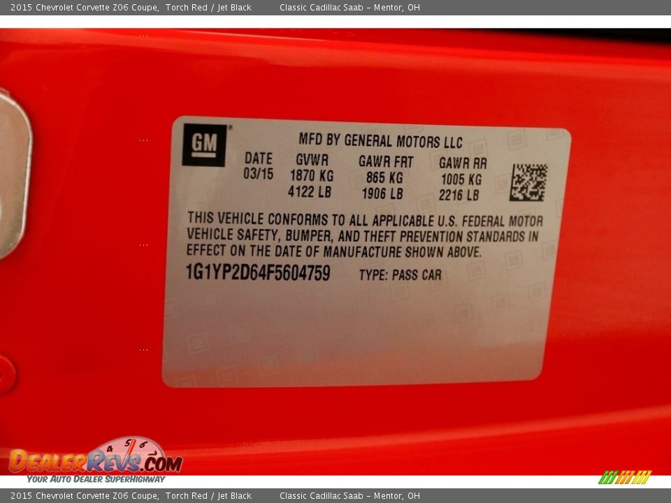 2015 Chevrolet Corvette Z06 Coupe Torch Red / Jet Black Photo #26