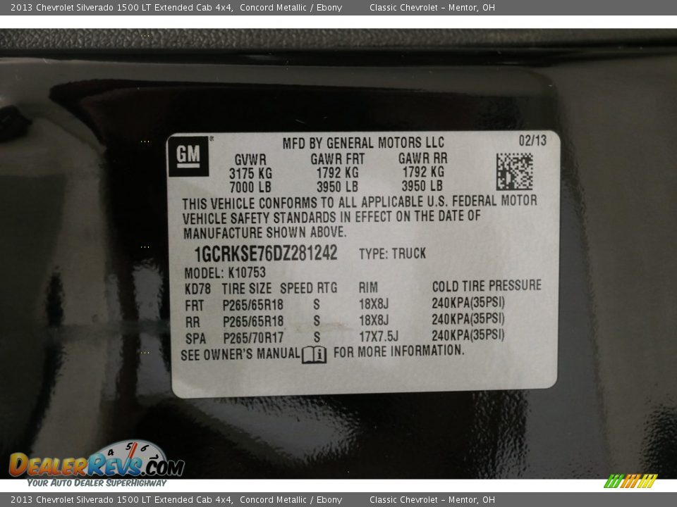 2013 Chevrolet Silverado 1500 LT Extended Cab 4x4 Concord Metallic / Ebony Photo #16