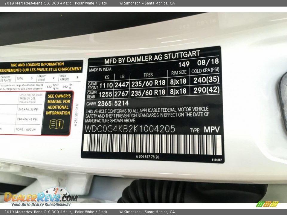 2019 Mercedes-Benz GLC 300 4Matic Polar White / Black Photo #11