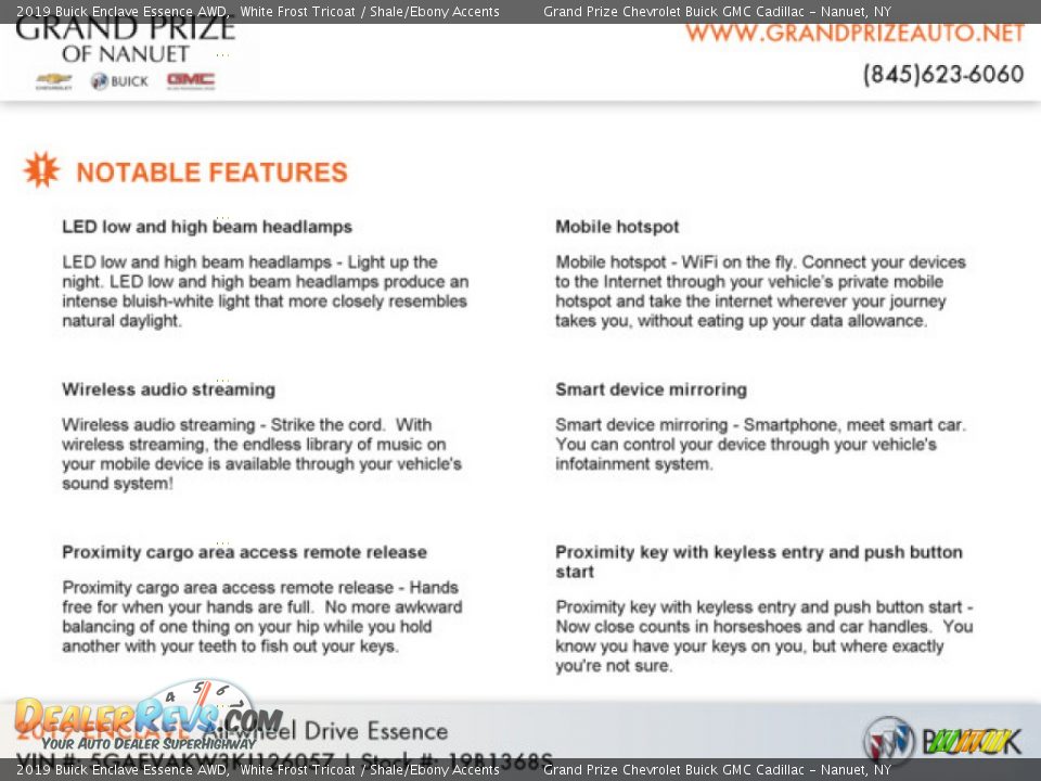 2019 Buick Enclave Essence AWD White Frost Tricoat / Shale/Ebony Accents Photo #9