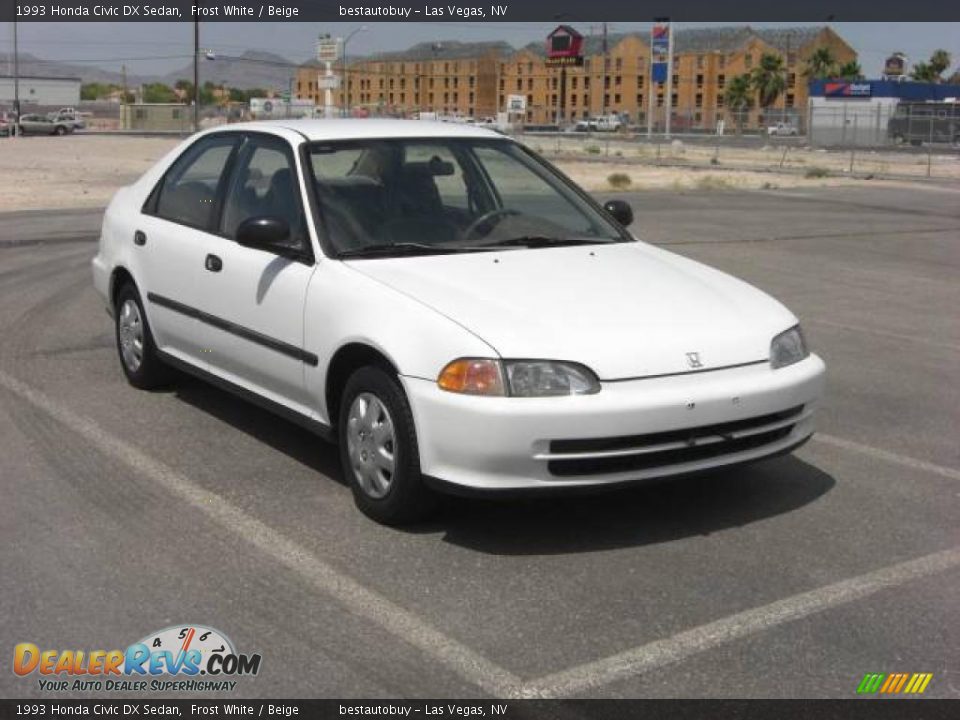 1993 Honda Civic DX Sedan Frost White / Beige Photo #3