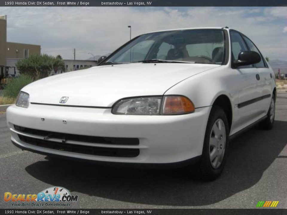1993 Honda Civic DX Sedan Frost White / Beige Photo #10